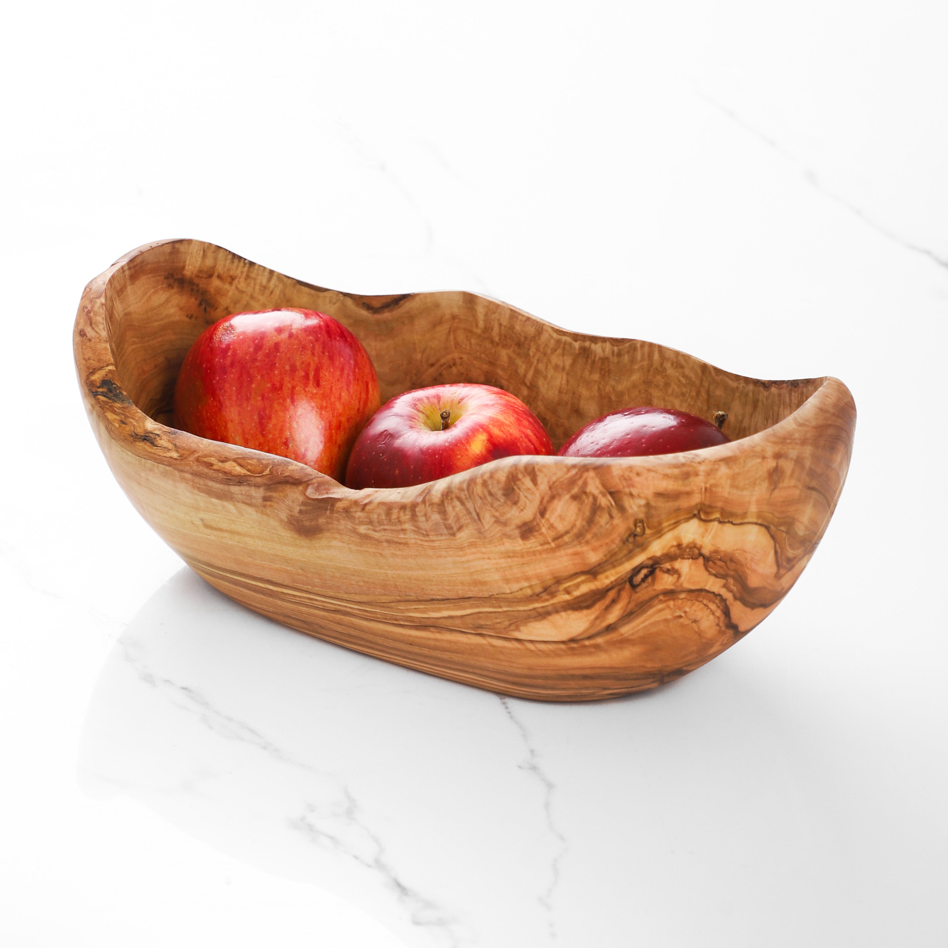 Handmade Olive Wood Fruit Bowl – Rustic Live-Edge Wooden Centerpiece - ArtisRaw